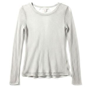 Sundance Gray Open Knit Cotton Mesh Crew Neck Lace Trim Linen Liner Size Small